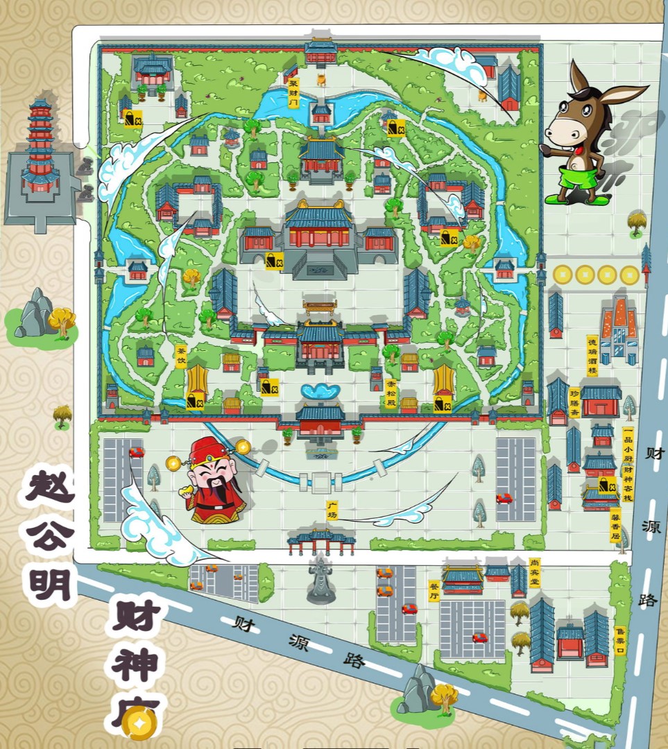 徽州寺庙类手绘地图